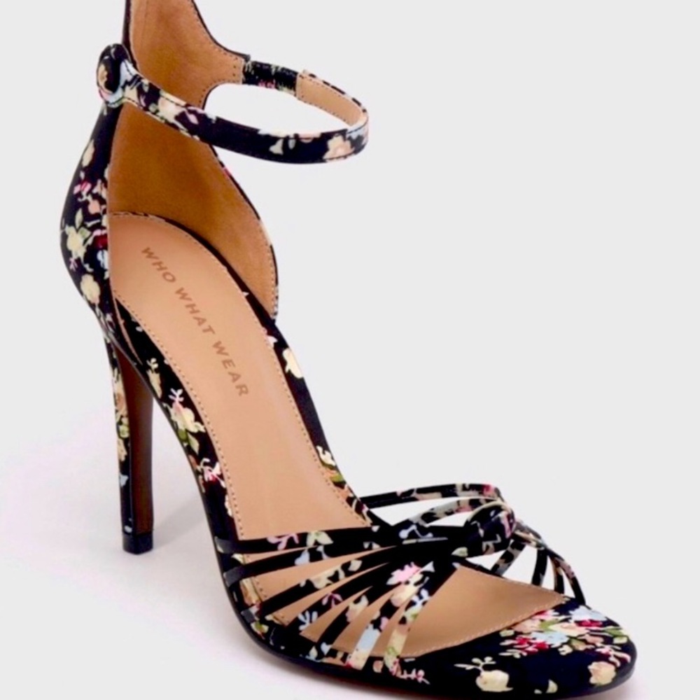 Who What Wear Floral Satin Heel